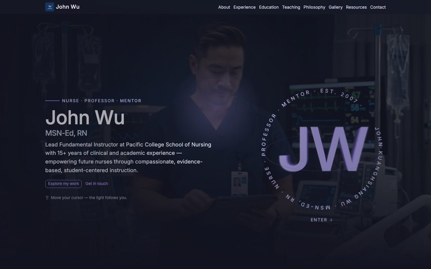 Still from the John Wu Academy hero film — John in his working environment