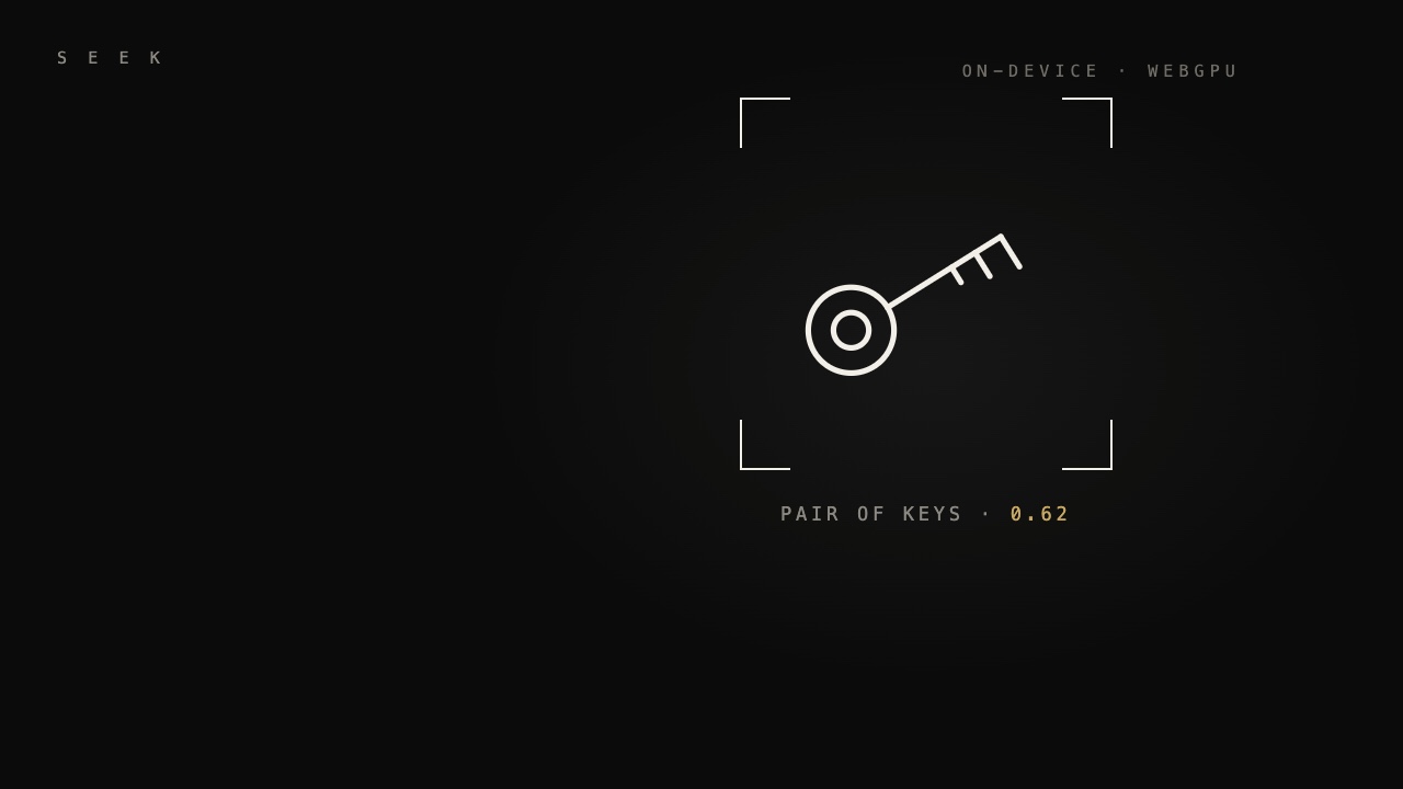 seek — viewfinder locked on a line-drawn key